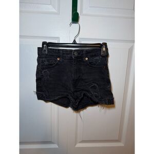 H&M Women's Black Distressed High Rise Denim Cutoff Shorts Size 4
